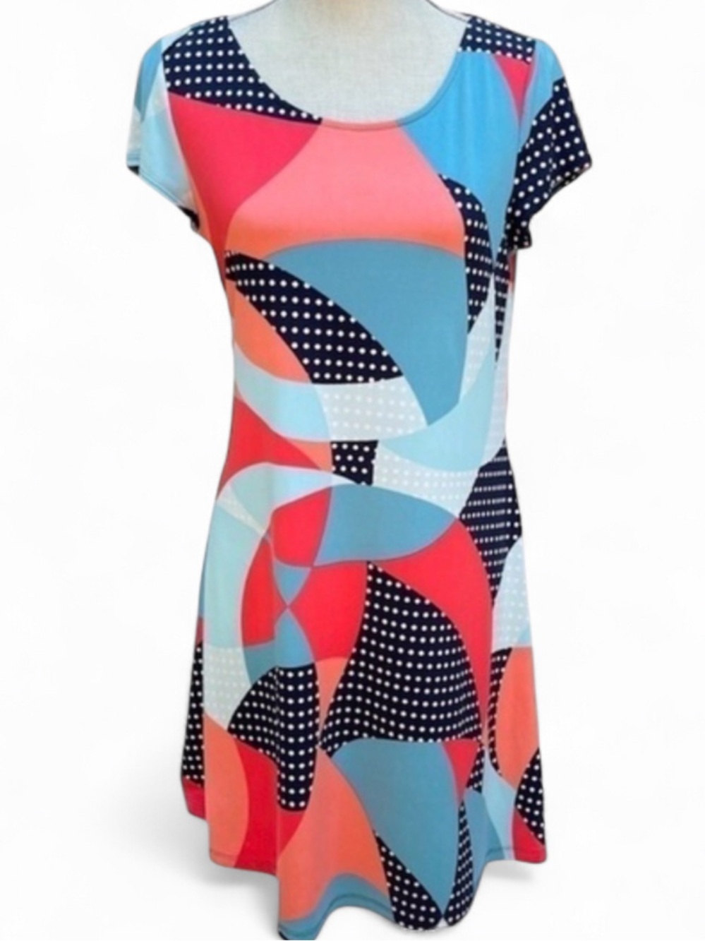 Kaari Blue Small Geo-Print Coral & Blue Stretch